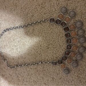 Elegant Silver, Purple, and Pink Statement Necklace